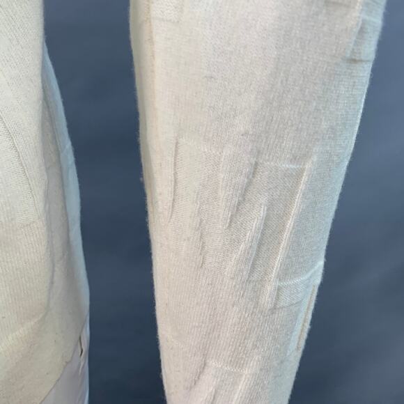 MR TURK Size XL Cream Monogram Merino Wool Crew Neck Pullover - Picture 7 of 9